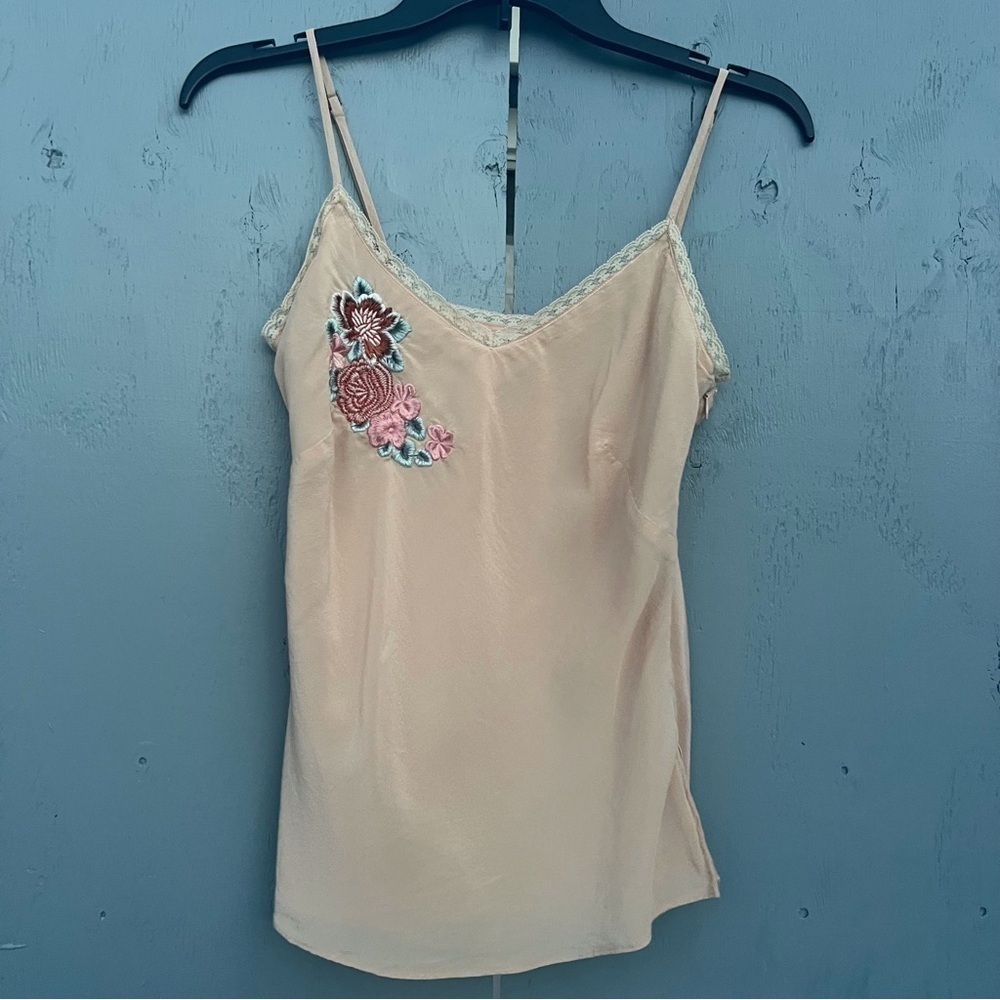 Vintage Banana Republic Camisole Rose Slip Tank Coquette Ribbon Lace Up Cycle